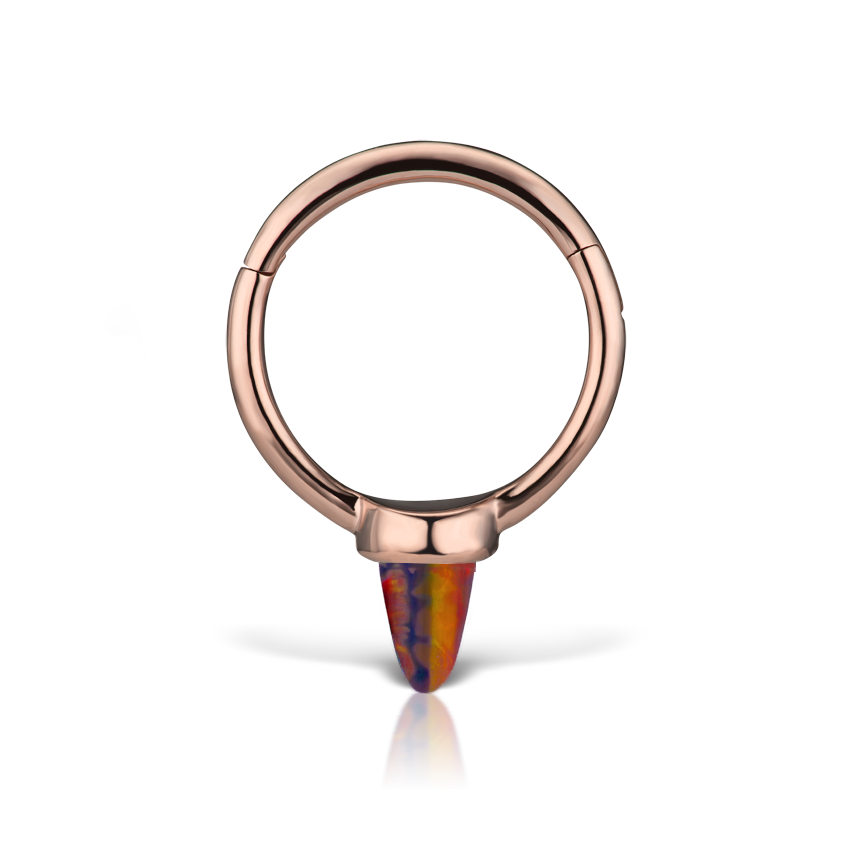 Single Short Black-Red Opal Spike Hoop Earring