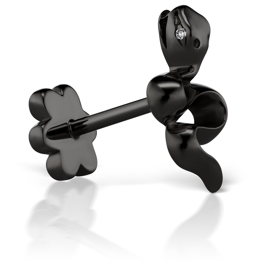 Snake with Diamond Eyes Threaded Stud Earring