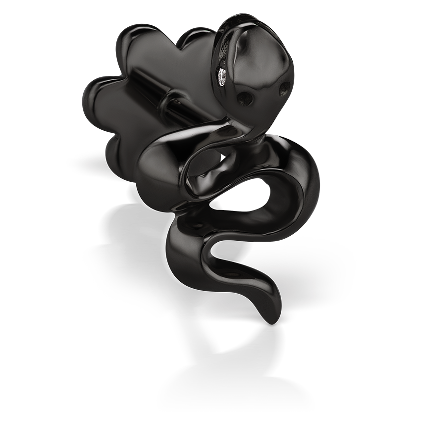 Snake with Diamond Eyes Threaded Stud Earring