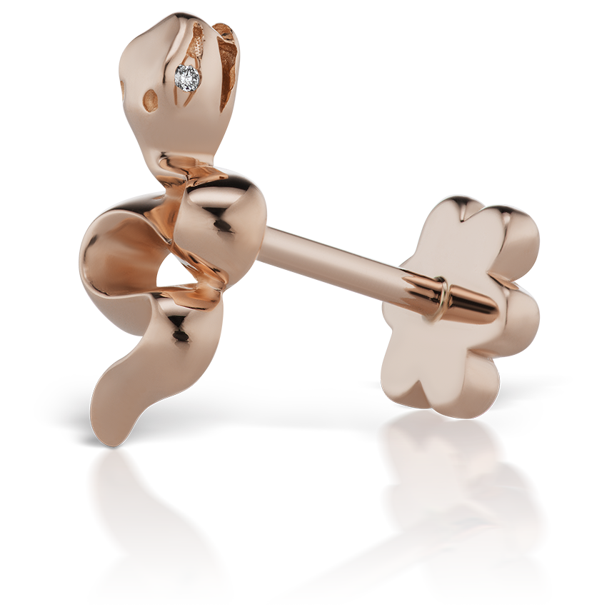 Snake with Diamond Eyes Threaded Stud Earring