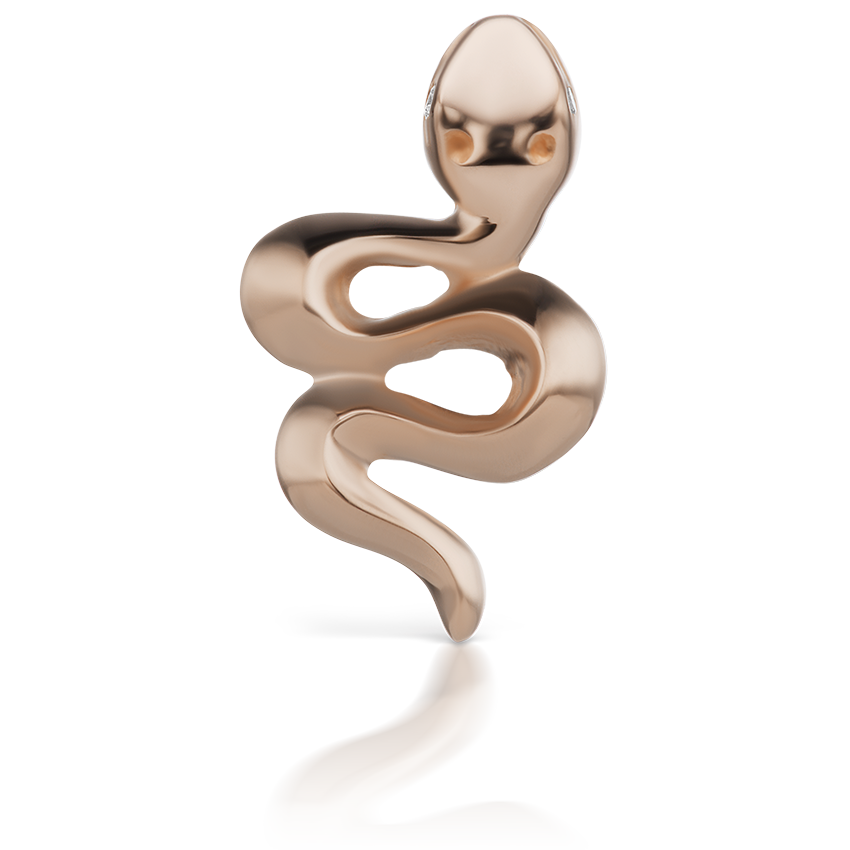 Snake with Diamond Eyes Threaded Stud Earring