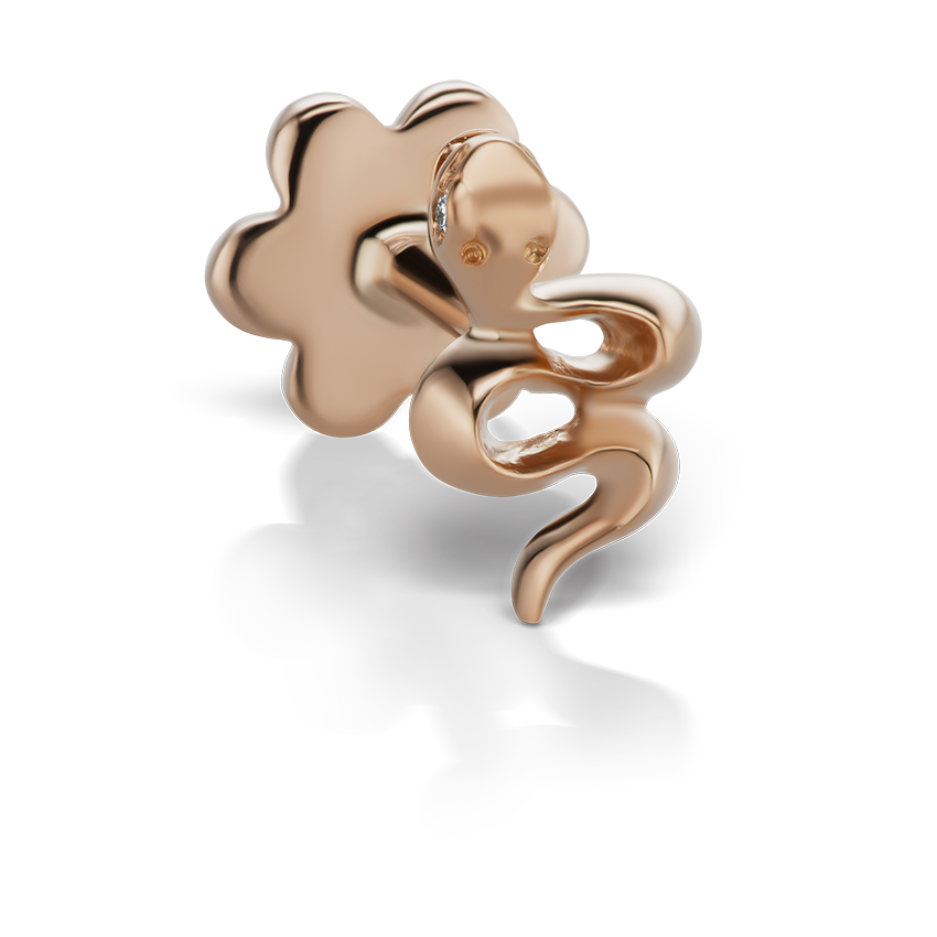 Snake with Diamond Eyes Threaded Stud Earring