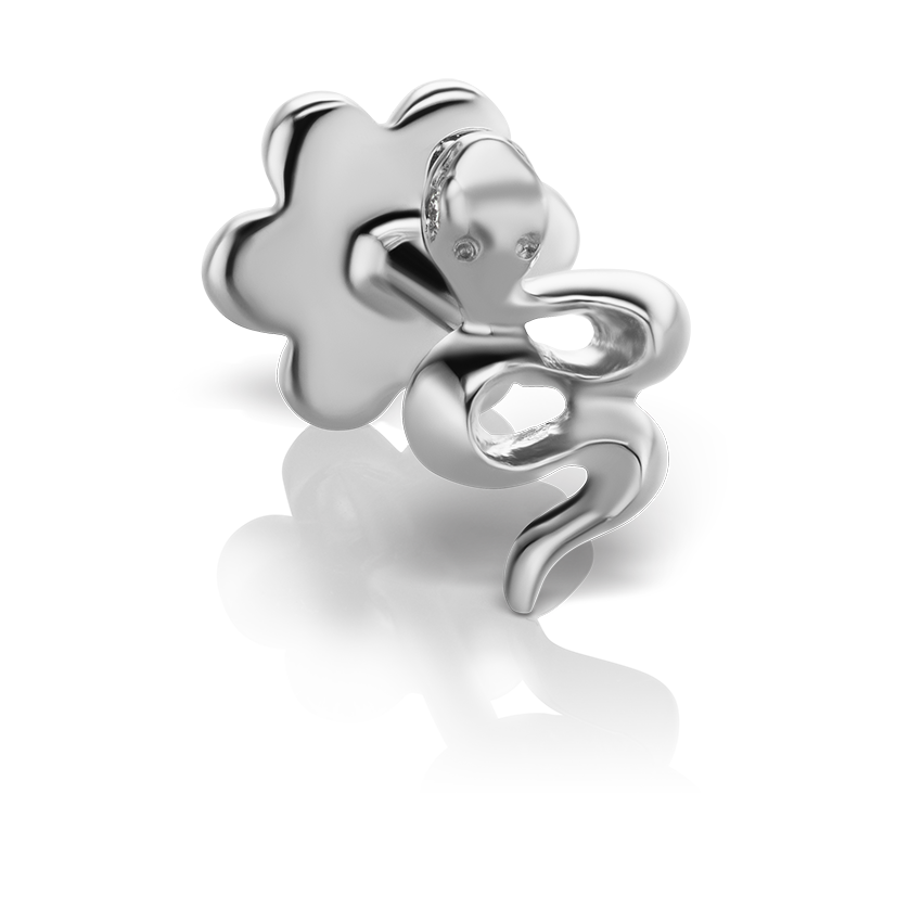 Snake with Diamond Eyes Threaded Stud Earring