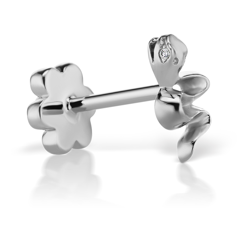 Snake with Diamond Eyes Threaded Stud Earring