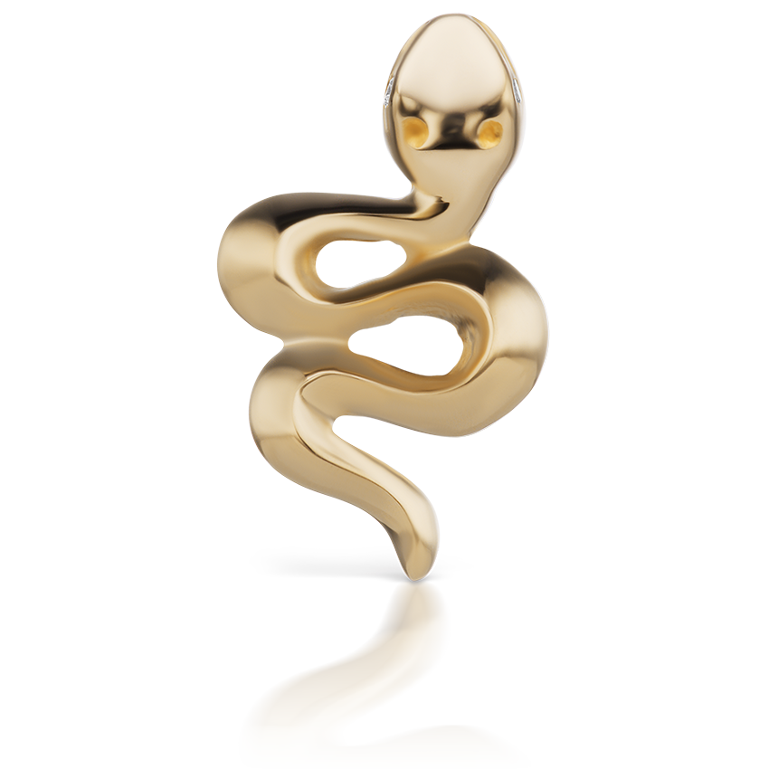 Snake with Diamond Eyes Threaded Stud Earring