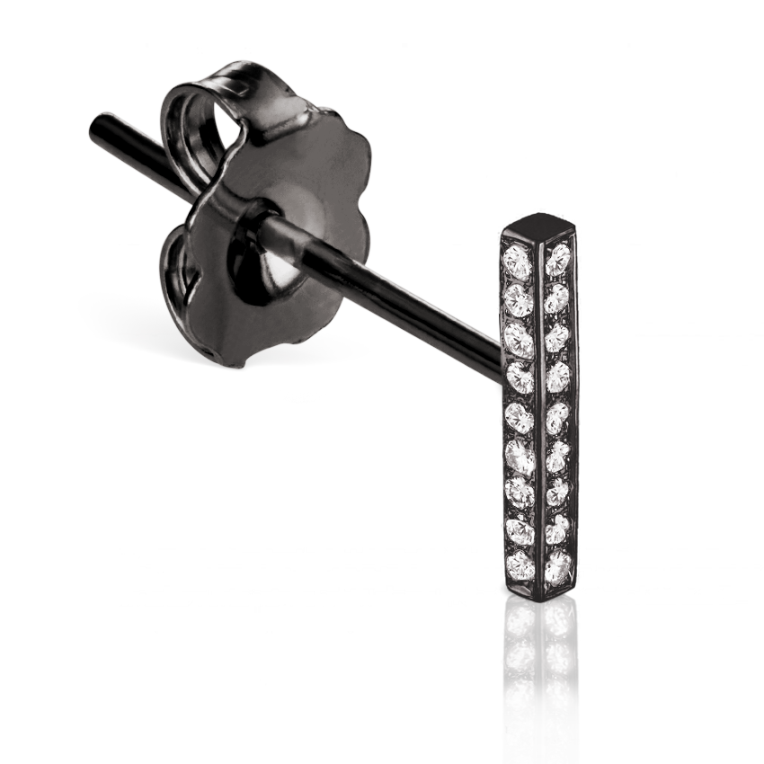 Square Diamond Pavé Bar Stud Earring