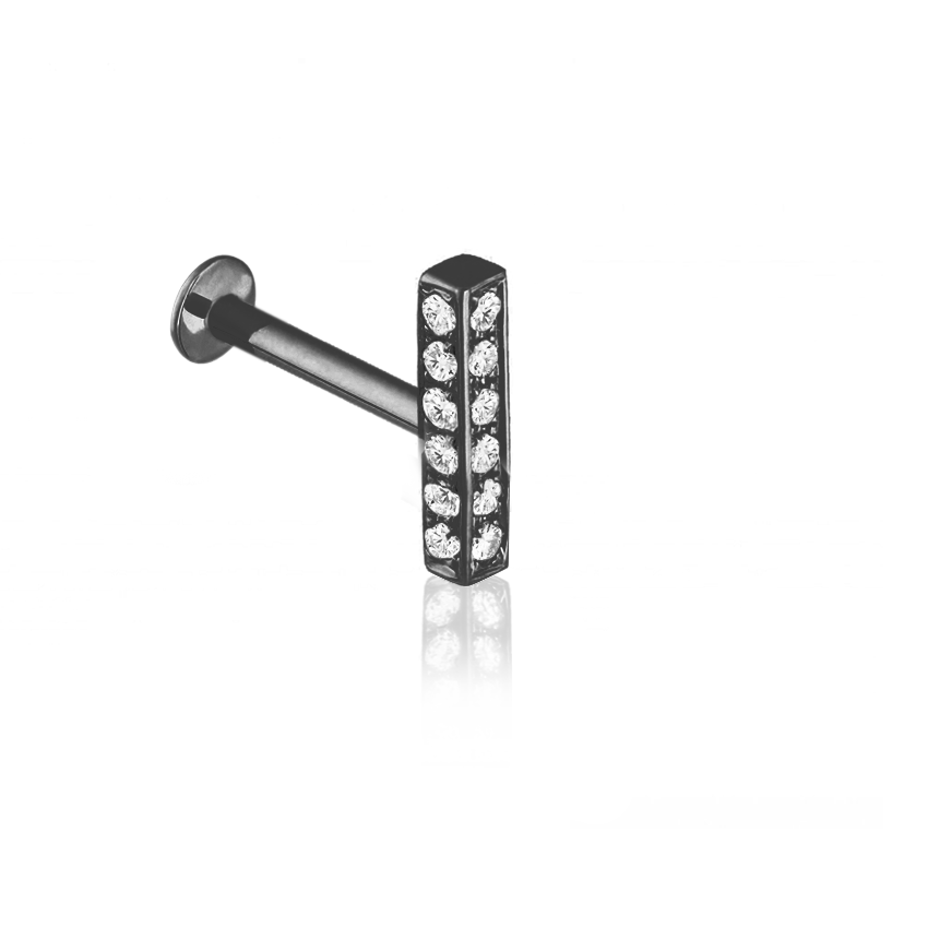 Square Diamond Pavé Bar Threaded Stud Earring