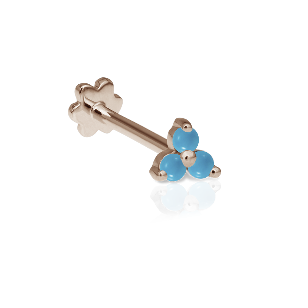Turquoise Trinity Threaded Stud Earring With Titanium Backing
