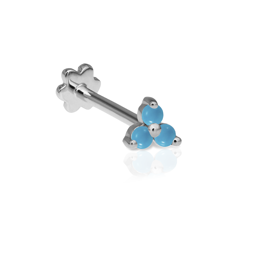Turquoise Trinity Threaded Stud Earring
