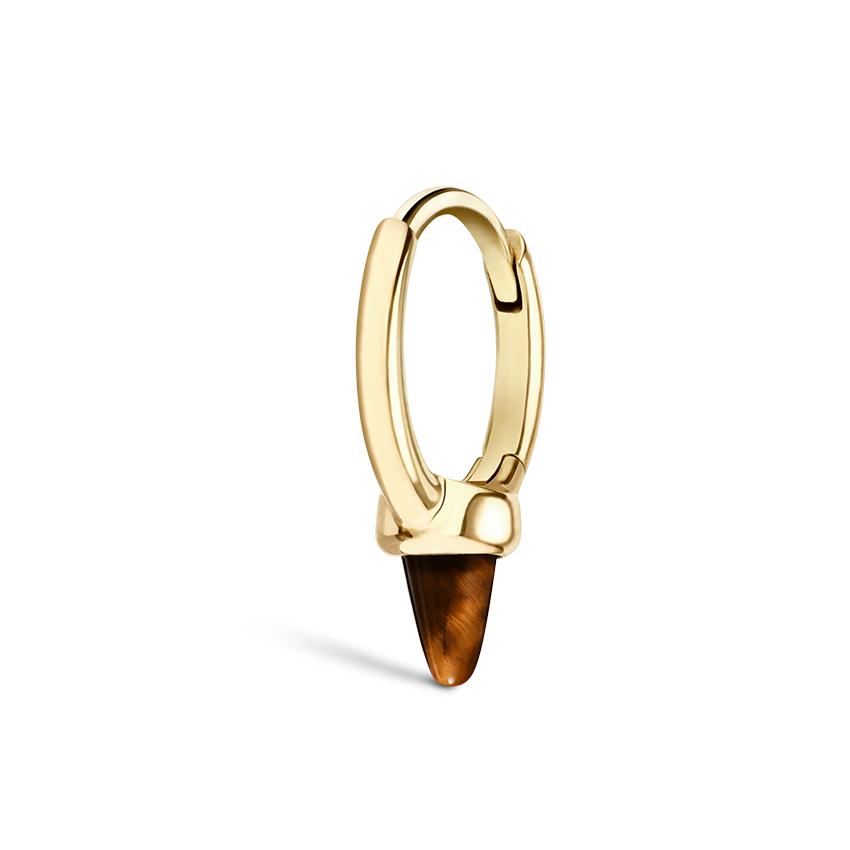 Tiger's Eye Single Short Spike Hoop Earring (Non-Rotating)