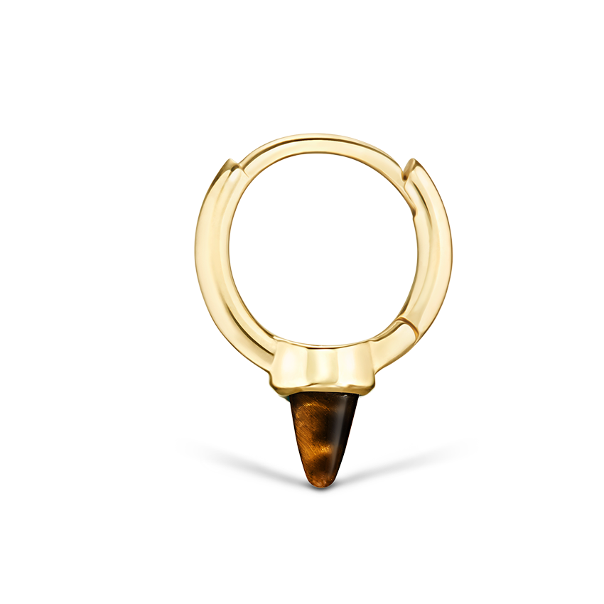 Tiger's Eye Single Short Spike Hoop Earring (Non-Rotating)
