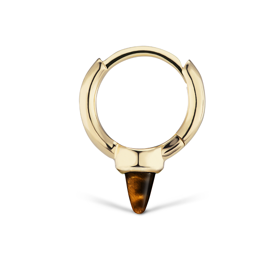 Tiger's Eye Single Short Spike Hoop Earring (Non-Rotating)