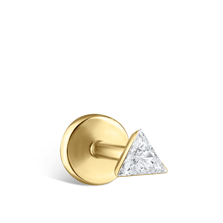 Invisible Set Triangle Diamond Threaded Stud Earring With Titanium Backing
