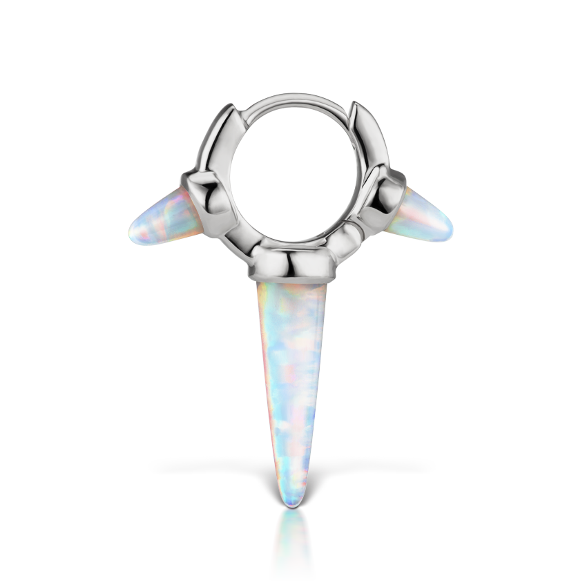 Triple Long Opal Spike Hoop Earring