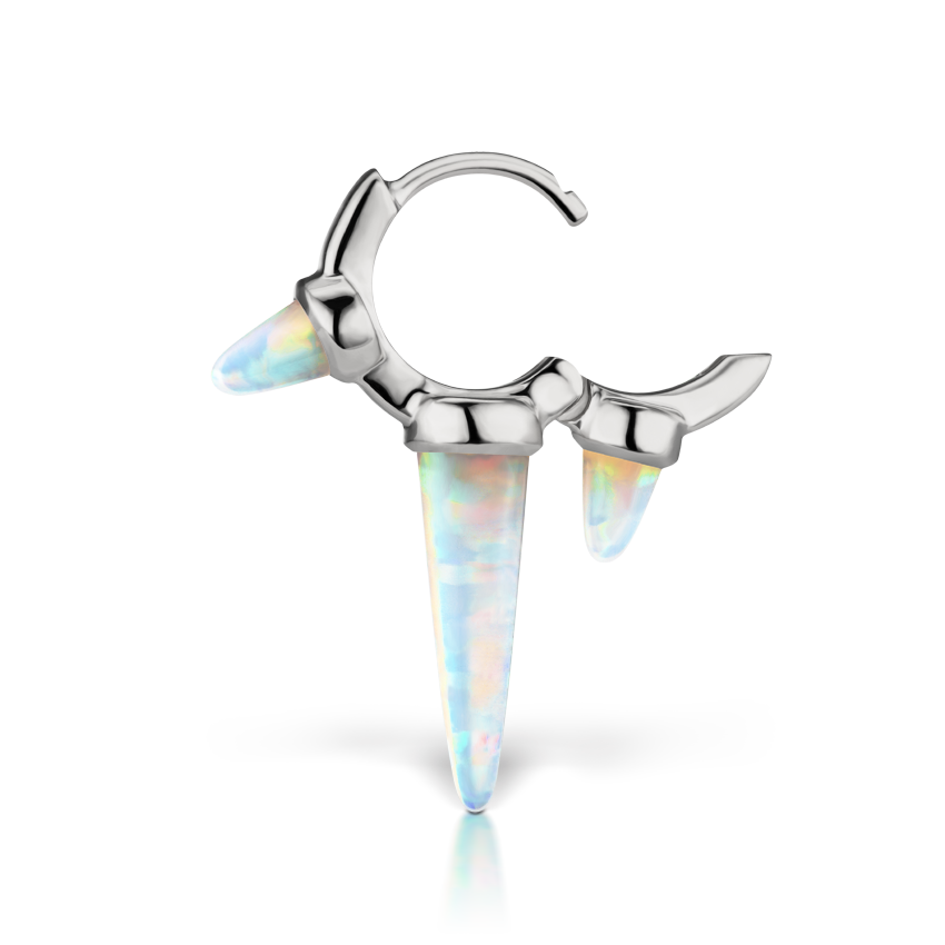 Triple Long Opal Spike Hoop Earring