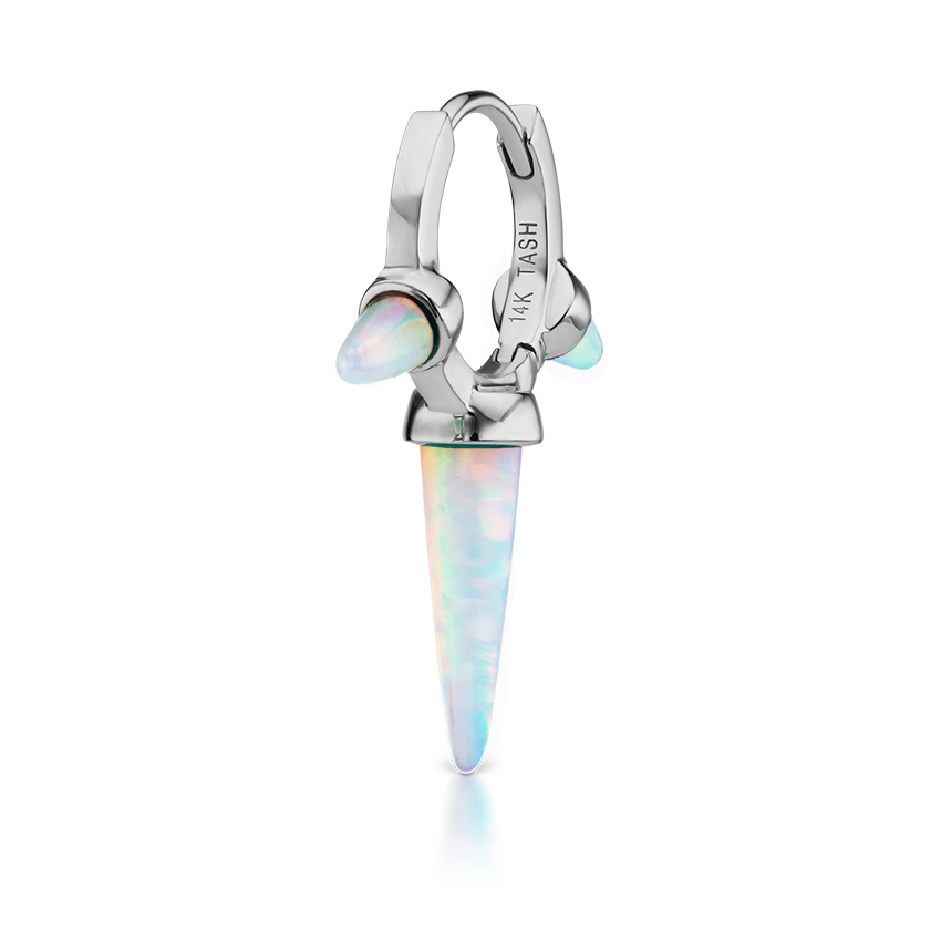 Triple Long Opal Spike Hoop Earring