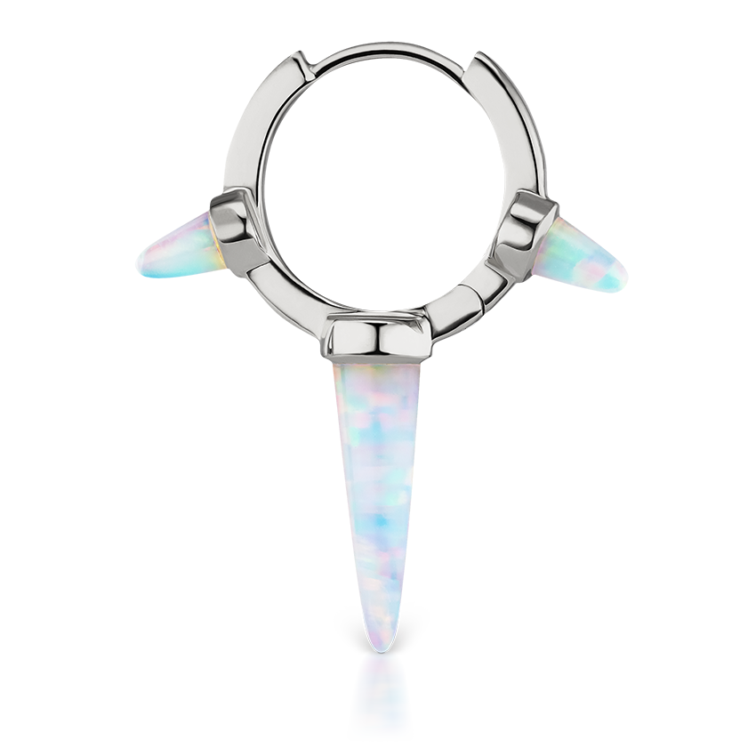 Triple Long Opal Spike Hoop Earring