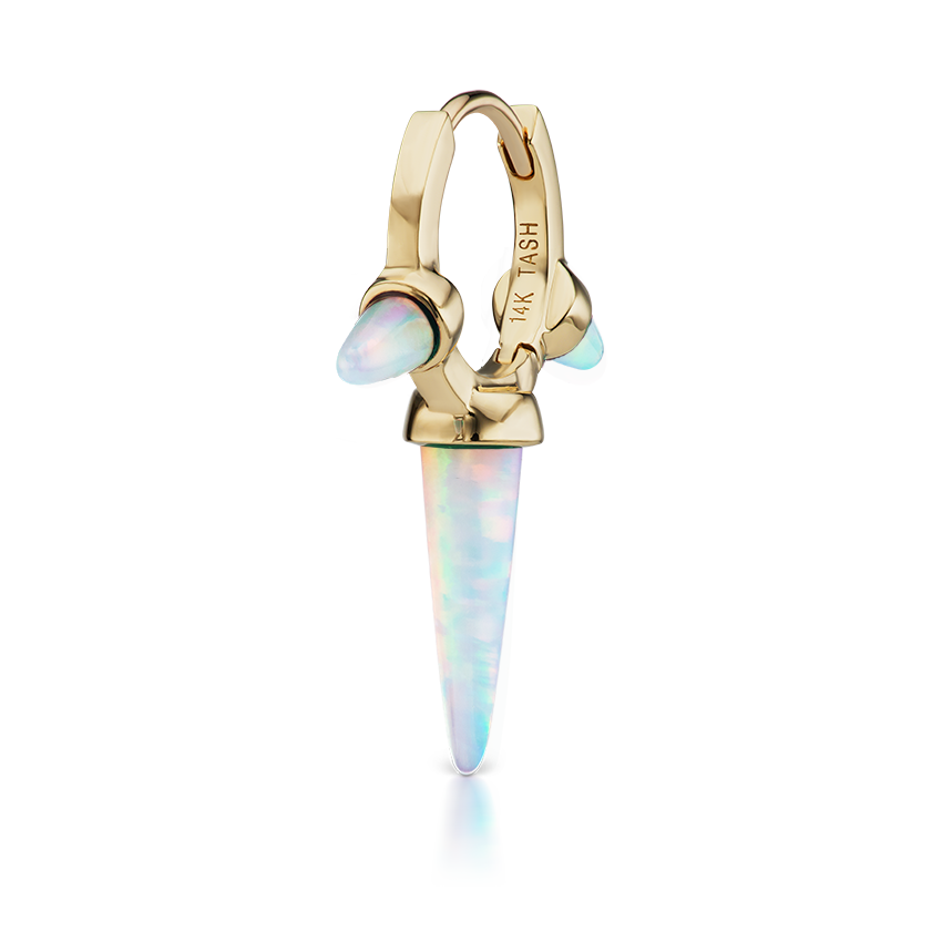 Triple Long Opal Spike Hoop Earring