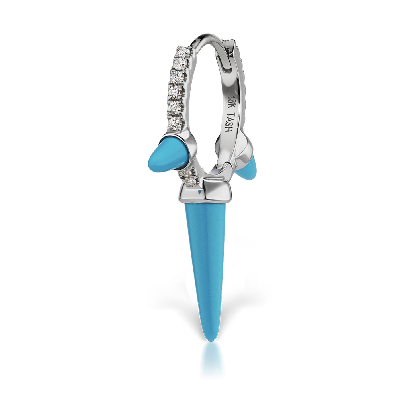 Triple Long Turquoise Spike Diamond Eternity Hoop Earring