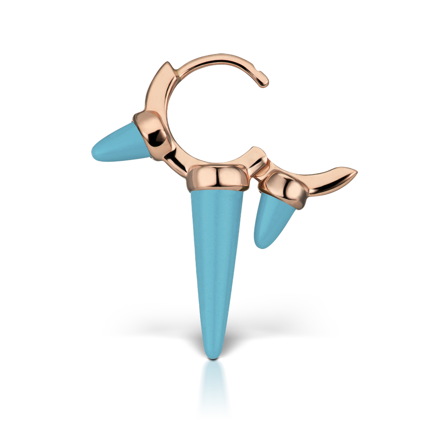 Triple Long Turquoise Spike Hoop Earring