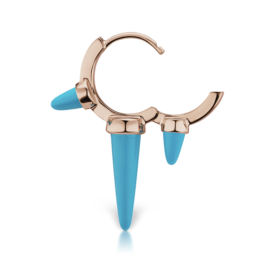 Triple Long Turquoise Spike Hoop Earring