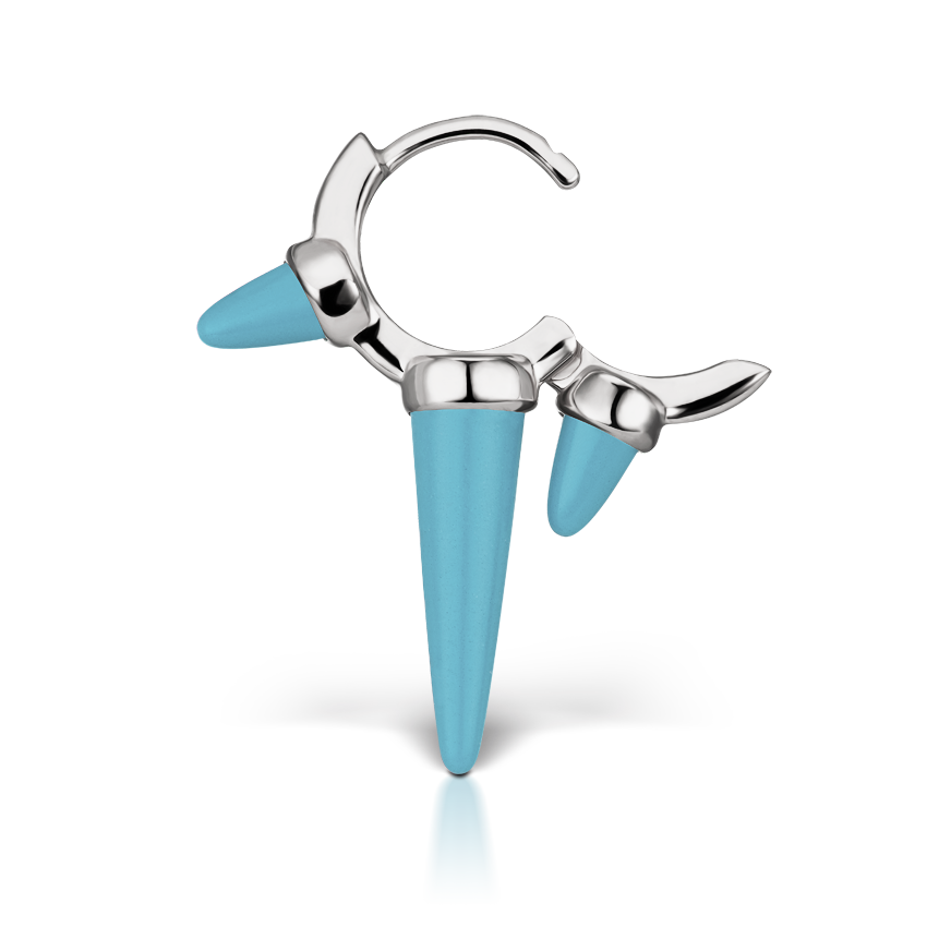 Triple Long Turquoise Spike Hoop Earring