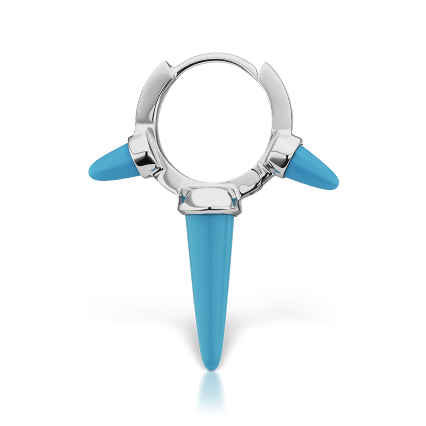 Triple Long Turquoise Spike Hoop Earring