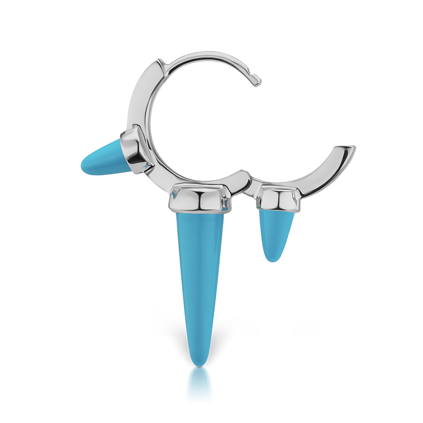 Triple Long Turquoise Spike Hoop Earring