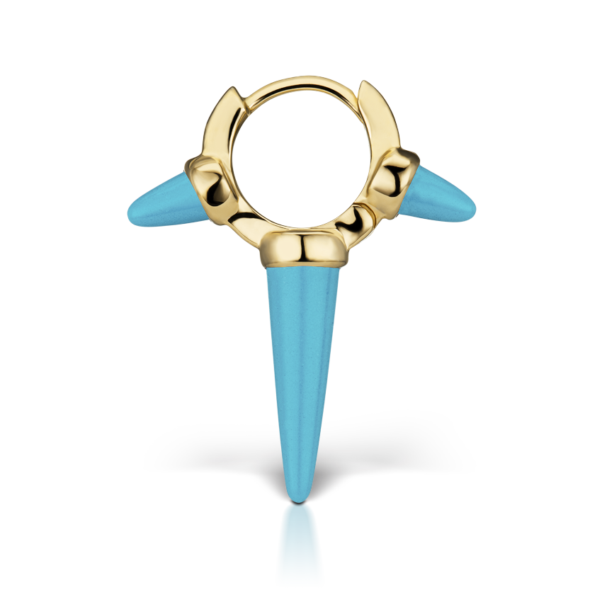 Triple Long Turquoise Spike Hoop Earring