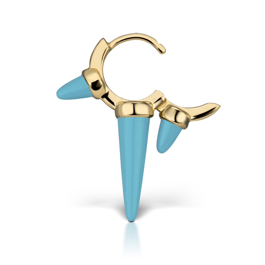 Triple Long Turquoise Spike Hoop Earring