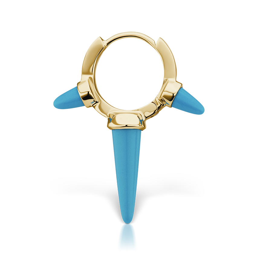 Triple Long Turquoise Spike Hoop Earring