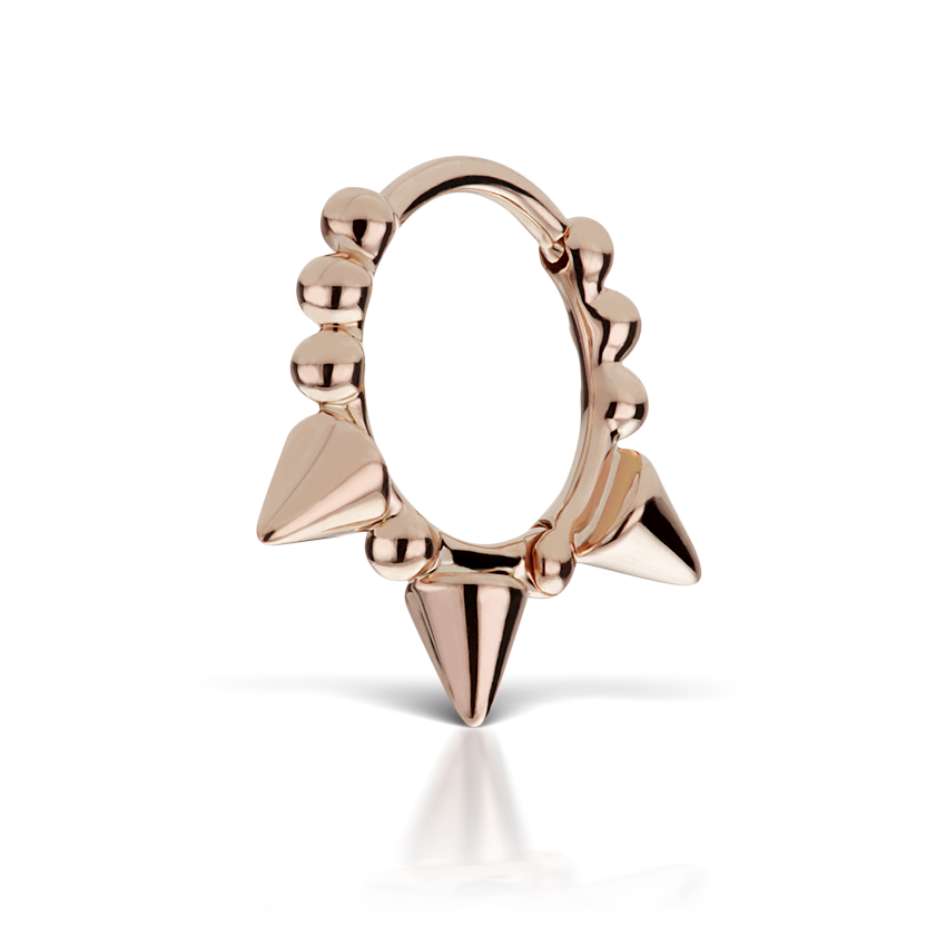 Triple Short Spike Granulated Hoop Earring