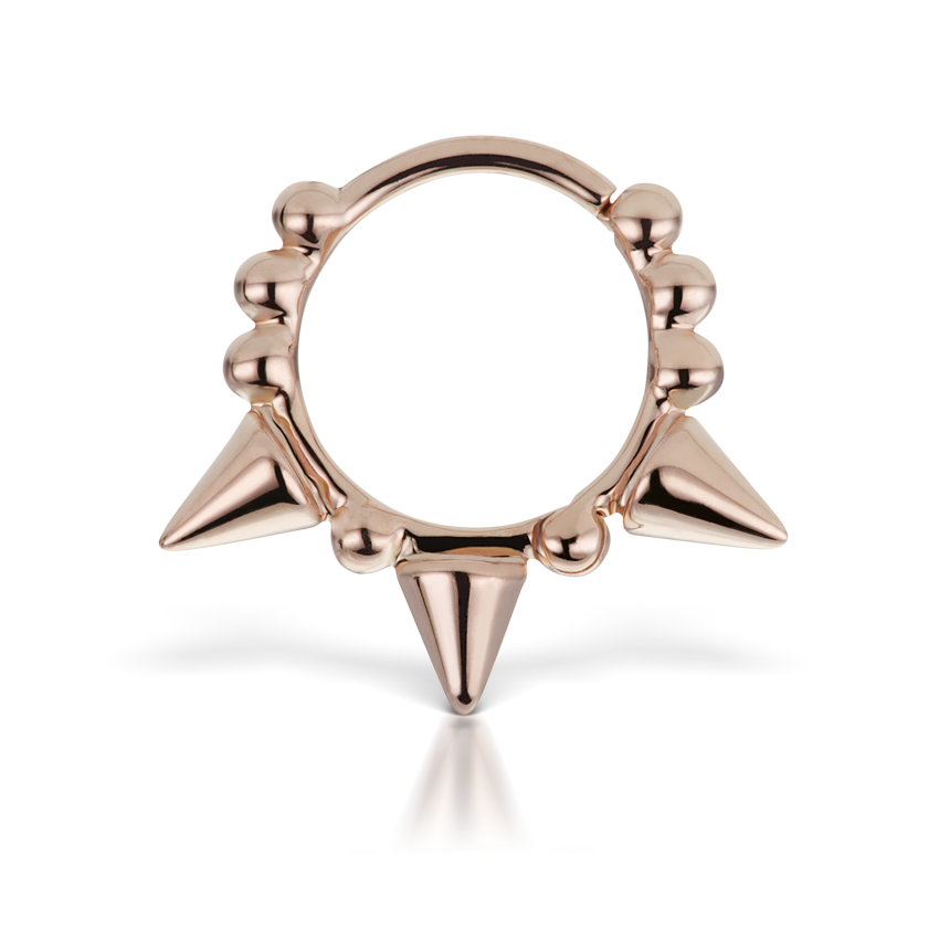Triple Short Spike Granulated Hoop Earring
