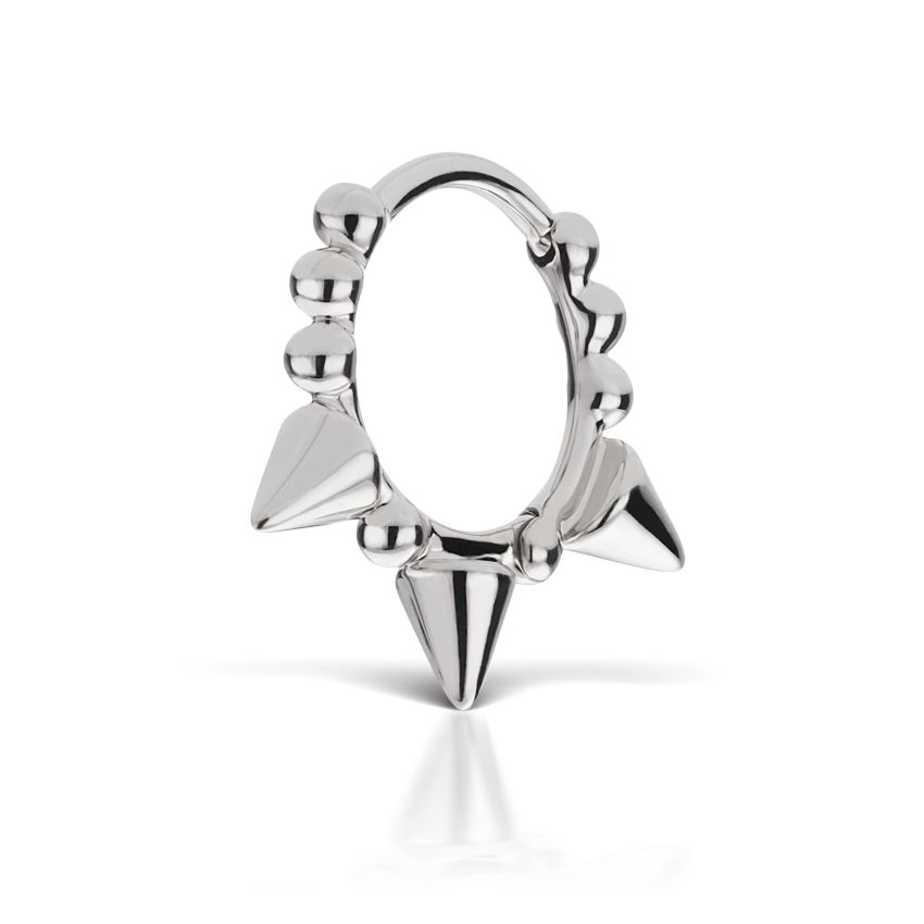 Triple Short Spike Granulated Hoop Earring
