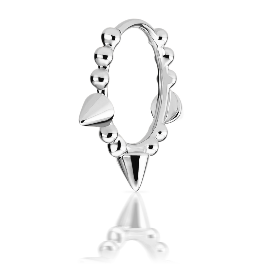 Triple Short Spike Granulated Hoop Earring