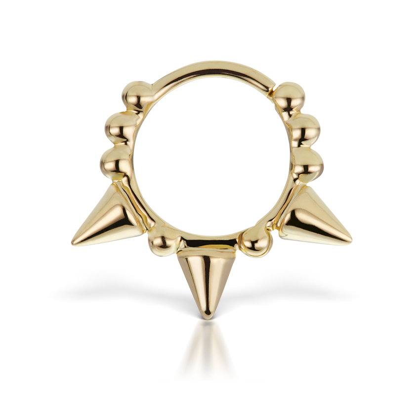 Triple Short Spike Granulated Hoop Earring