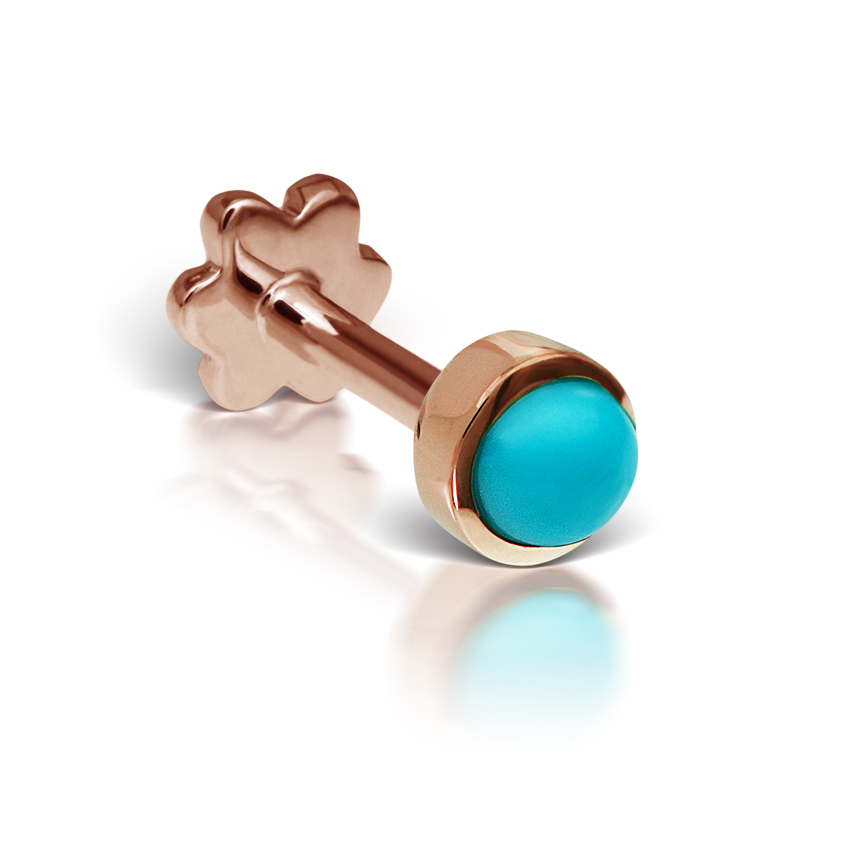 Turquoise Threaded Stud Earring With Titanium Backing