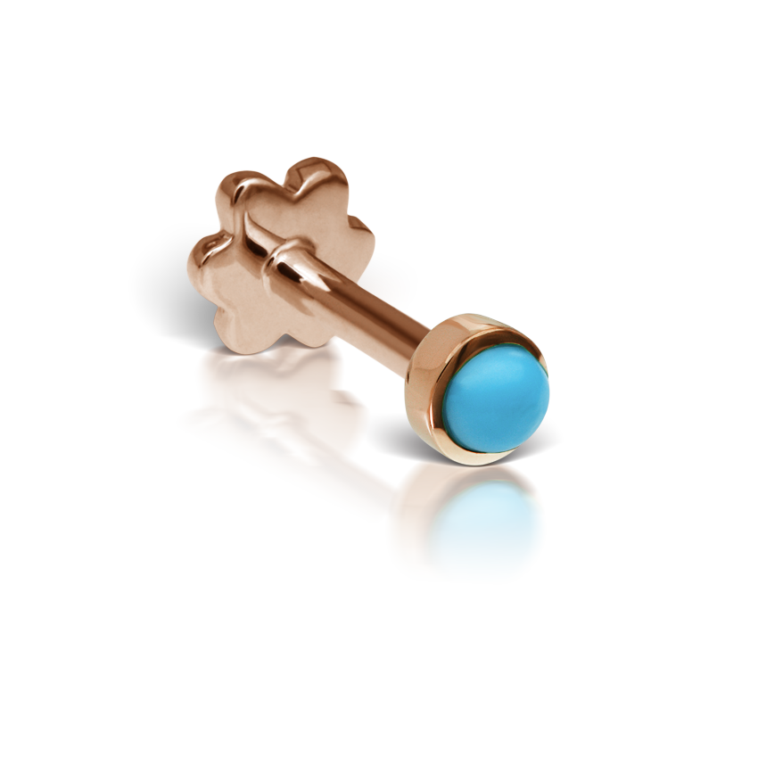 Turquoise Threaded Stud Earring With Titanium Backing