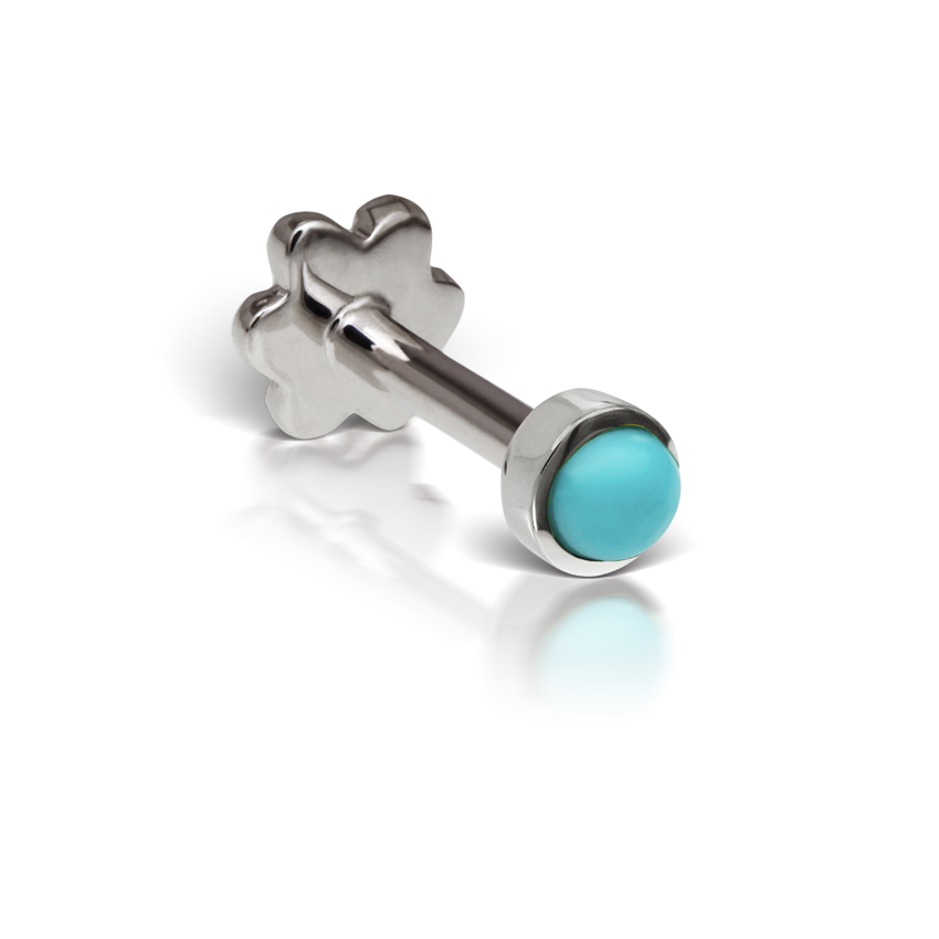 Turquoise Threaded Stud Earring With Titanium Backing