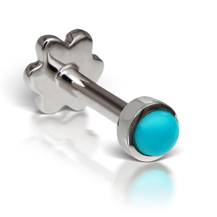 Turquoise Threaded Stud Earring With Titanium Backing