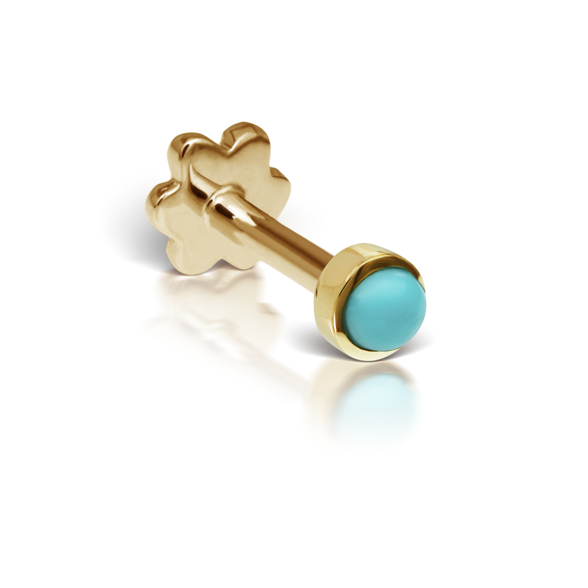 Turquoise Threaded Stud Earring With Titanium Backing