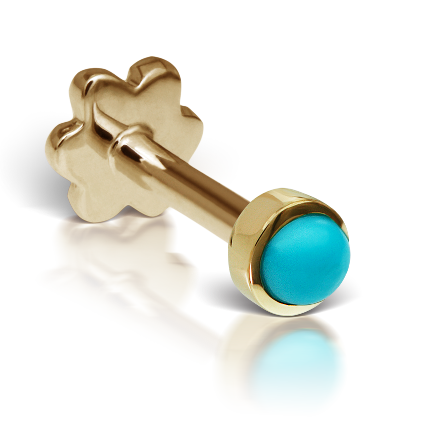 Turquoise Threaded Stud Earring With Titanium Backing