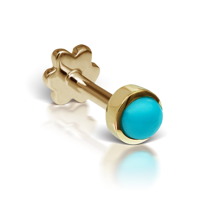 Turquoise Threaded Stud Earring With Titanium Backing