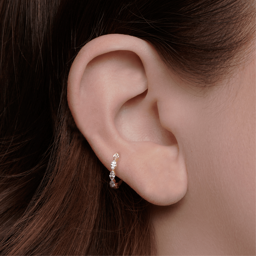 Invisible Set Diamond Marquise Eternity Hoop Earring