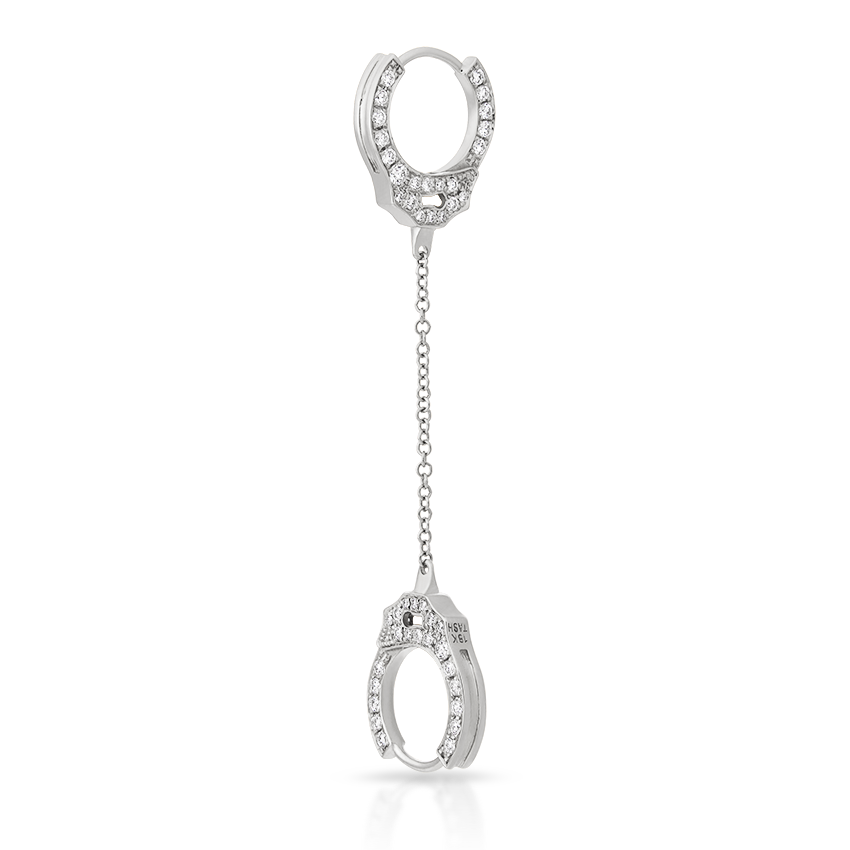 Double-sided Diamond Handcuff with Medium Chain Hoop Earring