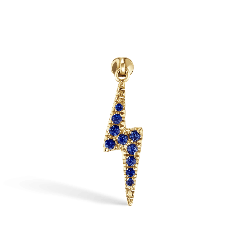 Diamond and Sapphire Lightning Bolt Threaded Charm Earring