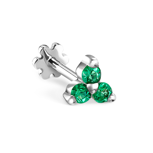 Emerald Trinity Threaded Stud Earring With Titanium Backing