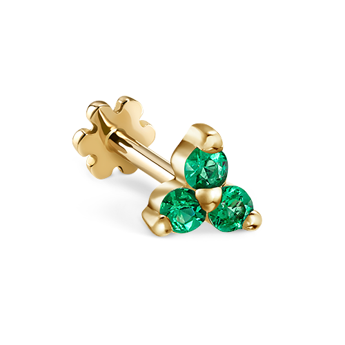 Emerald Trinity Threaded Stud Earring With Titanium Backing