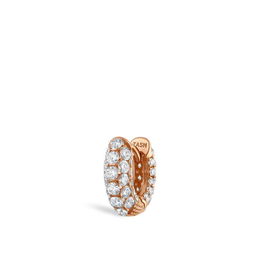 Invisible Set Diamond Three Row Pavé Hoop Earring