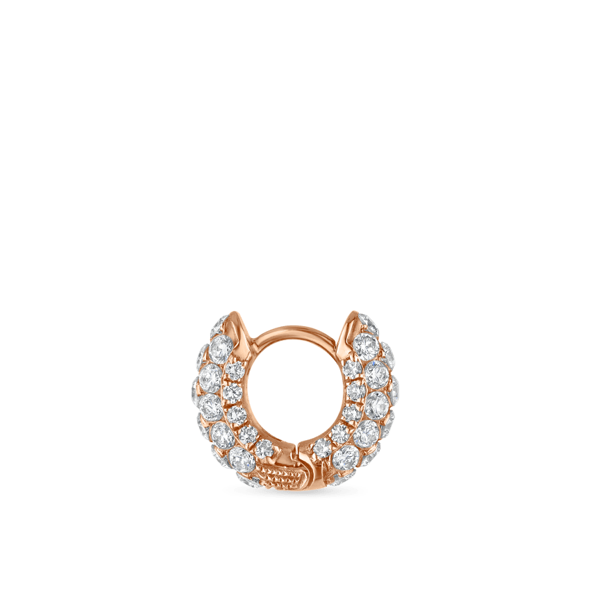 Invisible Set Diamond Three Row Pavé Hoop Earring